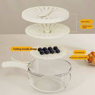 with Lid Vegetable Fruit Bowl Basket Washing Foldable Drain