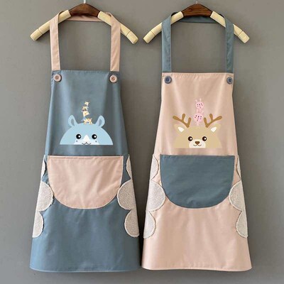 Waterproof Kitchen Apron Hand Wipe Sleeveless Apron Cartoon