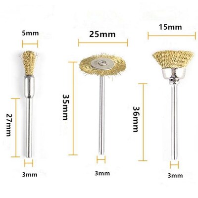 3mm Shank Copper Steel Wire Brush Polishing Wheel With Rod D