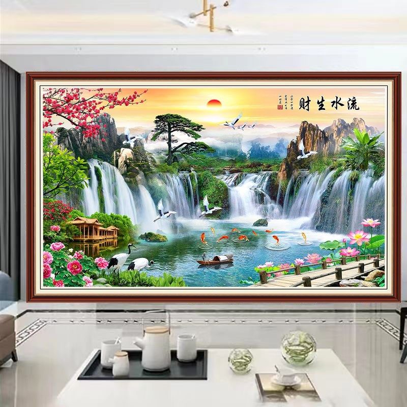 自粘装饰画墙贴画中式山水风景画壁纸客厅沙发电视背景墙壁画贴纸,家居饰品,现代装饰画,淘宝优惠券,粉丝福利购,淘宝优惠卷