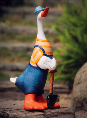 可爱田园风大鸭子树脂落地摆件庭院阳台花园装饰多肉卡通小花盆