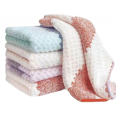 Coral fleece dishcloth for home use, highly absorbent, non-s