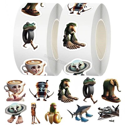 500pcs/Roll Italian Brainrot Meme Stickers Funny Abstract Tu