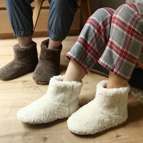 Warm Faux Fur Slippers Women Men Winter Shoes Indoor Home So