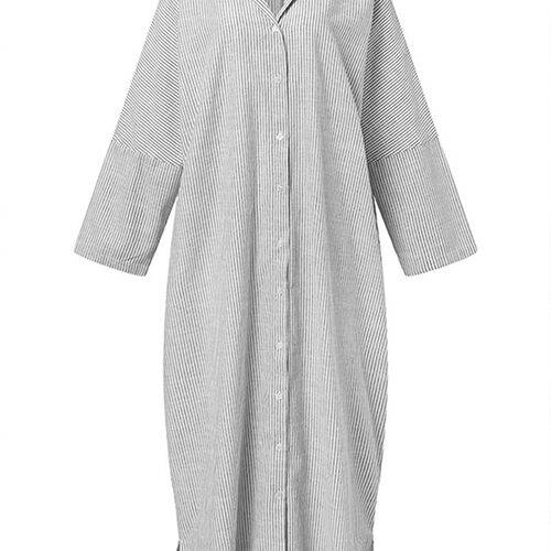 Casual Loose Shirt Stripe Dress Spring Women Long Sleeve