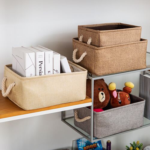 New Large Folding Linen Fabric Storage Basket Kids Toys Stor
