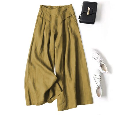 [in Stock] tton And Linen Wide Leg Pants Skirt Pants Womens