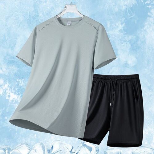 Spot Ice Silk Quick-drying Suit Short Sleeve Shorts Two-piec
