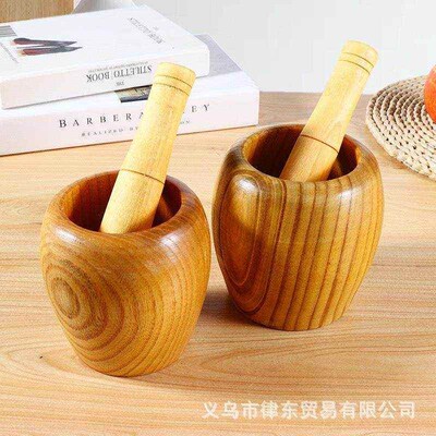 Household Manual Solid Wood Garlic Masher, Bamboo Garlic Mor