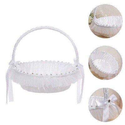 Lace Flower Basket Wicker for Weddings Baskets Girl Celella
