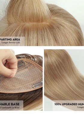 Human Hair Toppers with Bangs Blonde Real Remy Hair Topper S