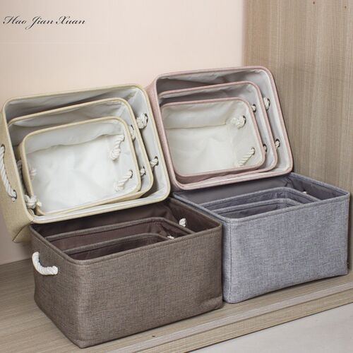 Cotton Linen Folding Storage Baskets Kids Toys Organizer Clo