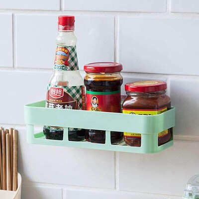 Bathroom Storage Shelf, Plastic No-Drill Wall-Mounted Suctio