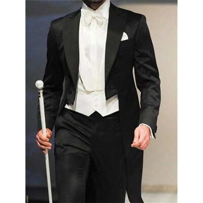 Pieces Italian Gentleman Style Wedding Man Long Tail Coat