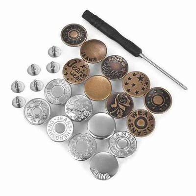 10PCS 17mm Jeans Button Men Women Sewing-Free Detachable Pan