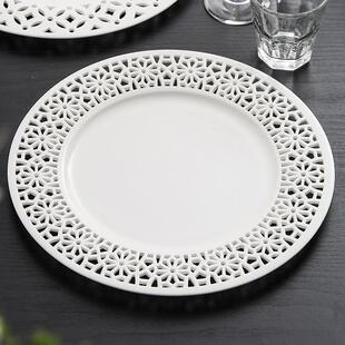 Flat Ceramic Plate Dining Dish White Pasta Hollow