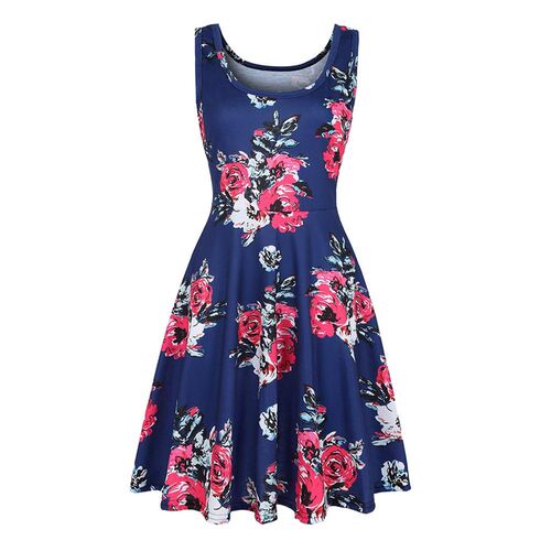 Beach Dress Summer Women  Sexy Sleeveless Floral Print