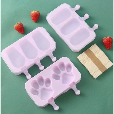 Silicone Ice Cream Mold Popsicle Siamese Molds with Lid DIY