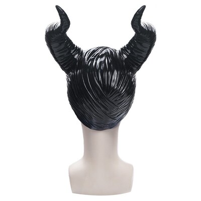 Halloween Devil Flow Bar Horn Head Mask万圣节女巫黑色面具
