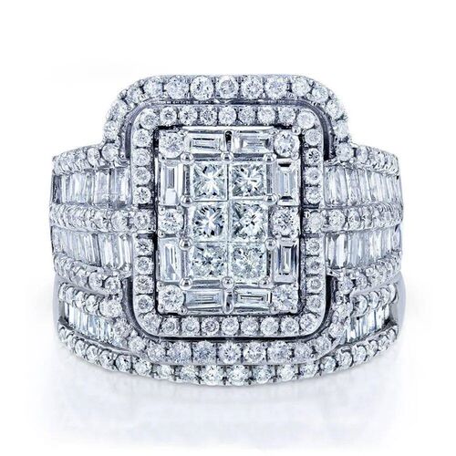 Vintage Female White Crystal Stone Rings Silver Color Weddin