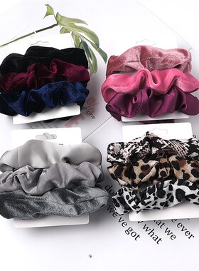 3/5/Pcs Silk Scrunchies Print Leopard Scrunchie Set Elastic