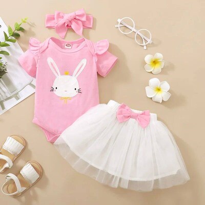 0-18 Months Newborn Baby Girl Daily Clothes Set Rabbit Print