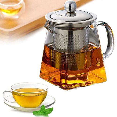 Heat Resistant Glass Teapot With Stainless Steel Infuser Hea