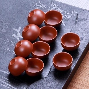 潮州纯手工朱泥红杯紫砂功夫茶杯紫砂主人杯小号客人小杯子品茗杯
