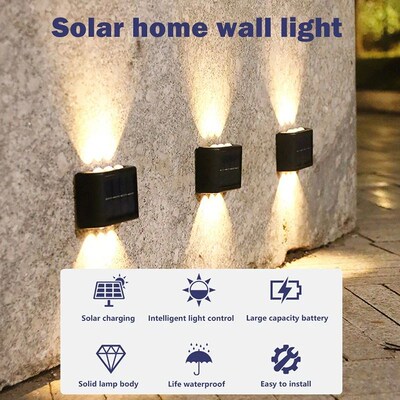 Solar Light Outdoor Garden Sunlight Powered LED Wall Lamp Wa