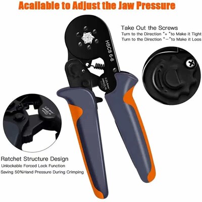 HSC8 6 Crimping Pliers Mini Insulated Portable Self Adjustin