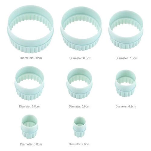 8pcs Round Light Green Wave Round Double-sided Cookie Cutter