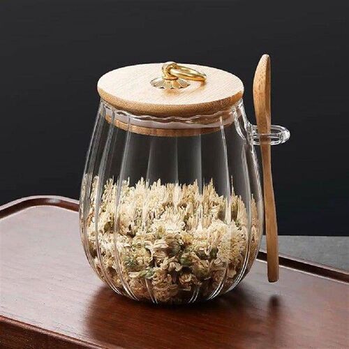 700ml Glass Storage Jar With Spoon Large Capacity Wide