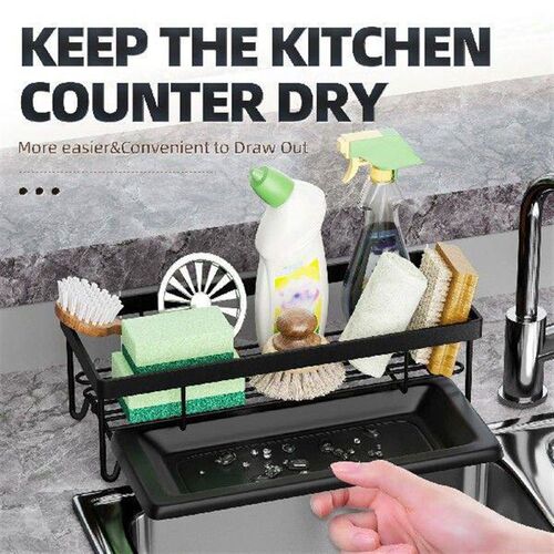 2pcs Kitchen Sink Drain Rack Organizer Carbon Steel Soap