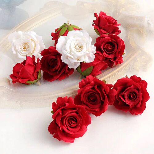 5/10pcs Silk Rose Artificial Flower Head Scrapbooking Home W