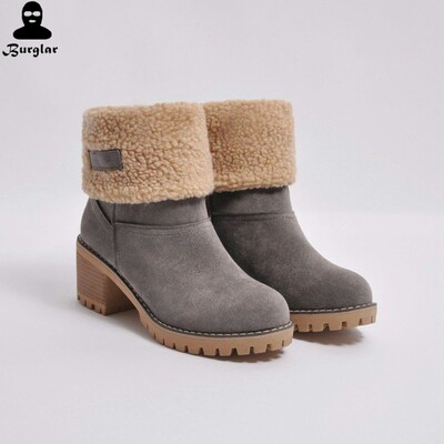 Women Winter Fur Warm Snow Boots Ladies Warm wool booties