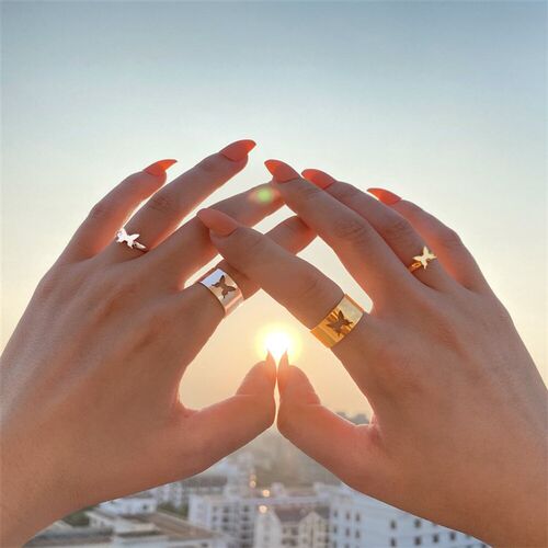 Silver Color Butterfly Rings For Women Men Lover Couple Ring