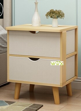 European style bedside table mini bedroom wooden storage