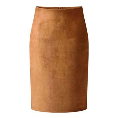 Women Skirts Suede Solid Color Pencil Skirt Female Autumn