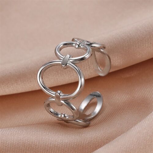 Teamer Stainless Steel Ring for Woman Geometric Adjustable O