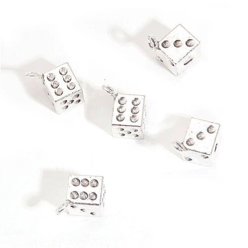 10pcs Cube Dice Charms Silver Color Geometrical Terndy Penda