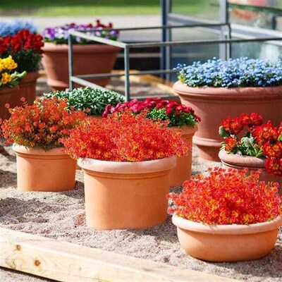 7 Forks Artificial Fall Flowers Outdoor UV Resistant Fake