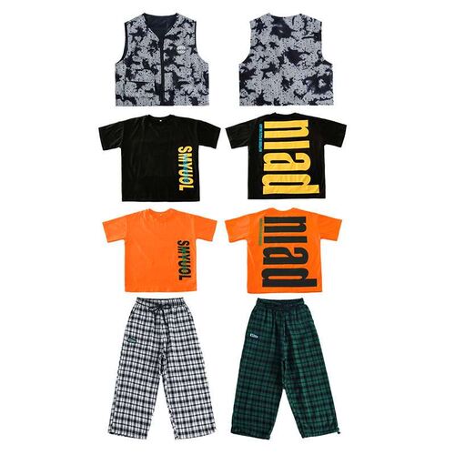 Childrens Hip-Hop Suit Boys Hip-Hop tendy Loose Short-Slee