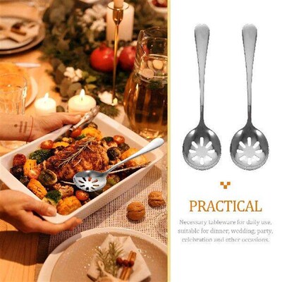 2 Pcs Tableware Colander Serving Utensils Skimmer Spoon