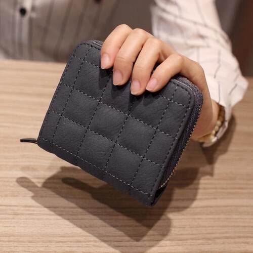 Fashion Short Wallets for Women PU Leather Female Plaid Purs