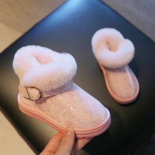 Solid lor All-match Girls Waterproof Bright Snow Boots Boys