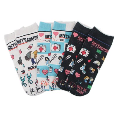 Doctor Nurse Print Greys Anatomy Cotton Socks Casual Cr