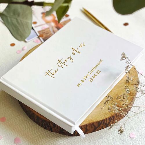 Personalised Wedding White Guest Book Custom Elegant Mr and