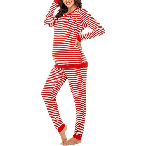 2023 Womens New Maternity Pajamas Striped Nursing Sleepwear