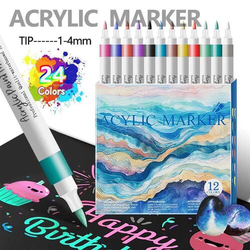 12/24 Colors Soft Headed Different Color Acrylic Marker Pen,
