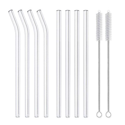 4/8Pcs Reusable Glass Straws Clear Glass Drinking Straws 8 I